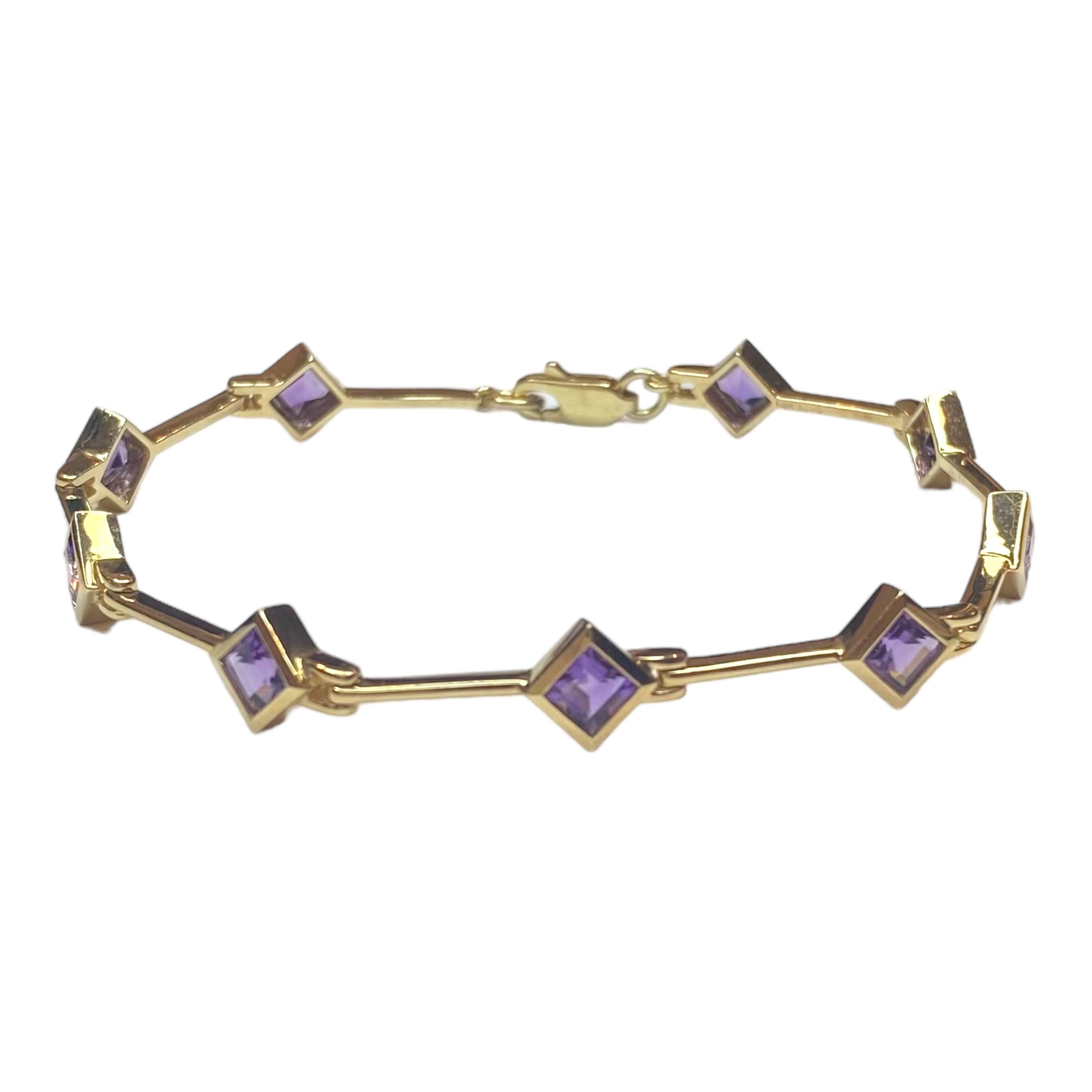 Vintage 14K Yellow Gold Amethyst Bracelet In Excellent Condition In Henderson, NV