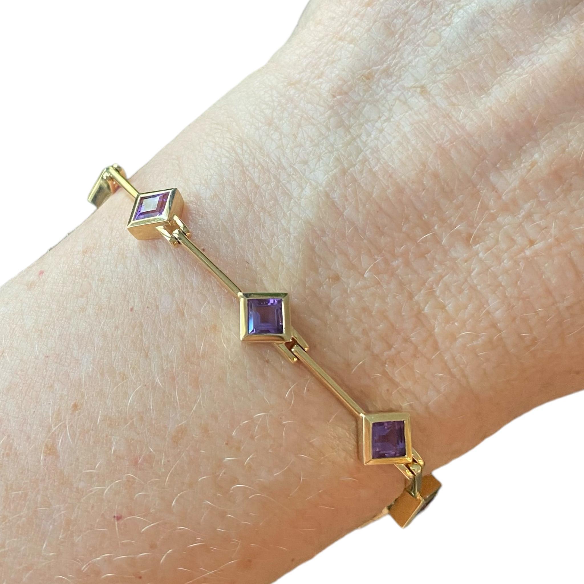 Vintage 14K Yellow Gold Amethyst Bracelet 2