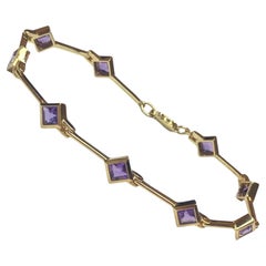 Vintage 14K Yellow Gold Amethyst Bracelet
