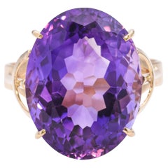 Vintage 14k Yellow Gold Amethyst Cocktail Ring