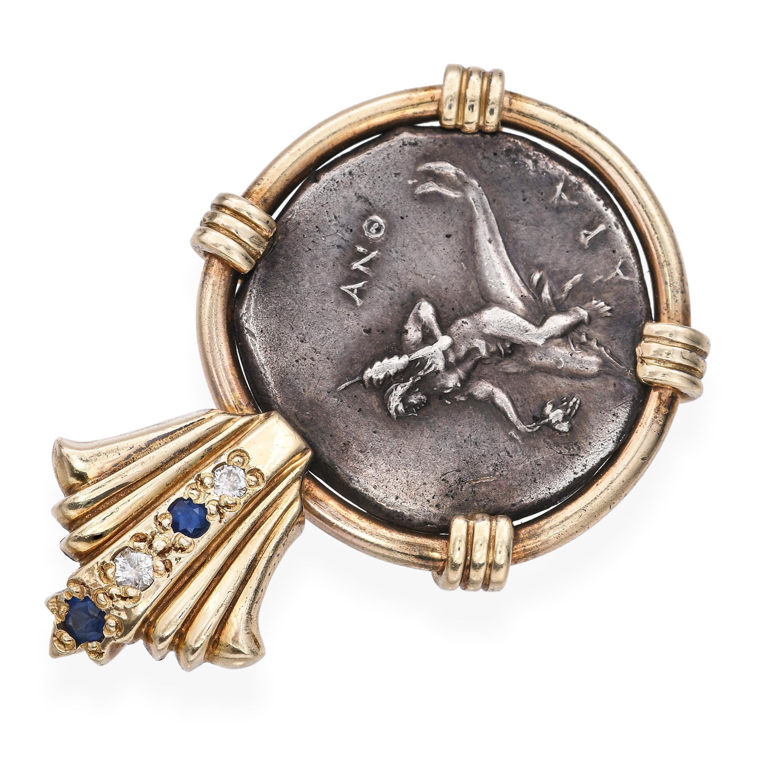 Vintage 14k Yellow Gold Ancient Greek 