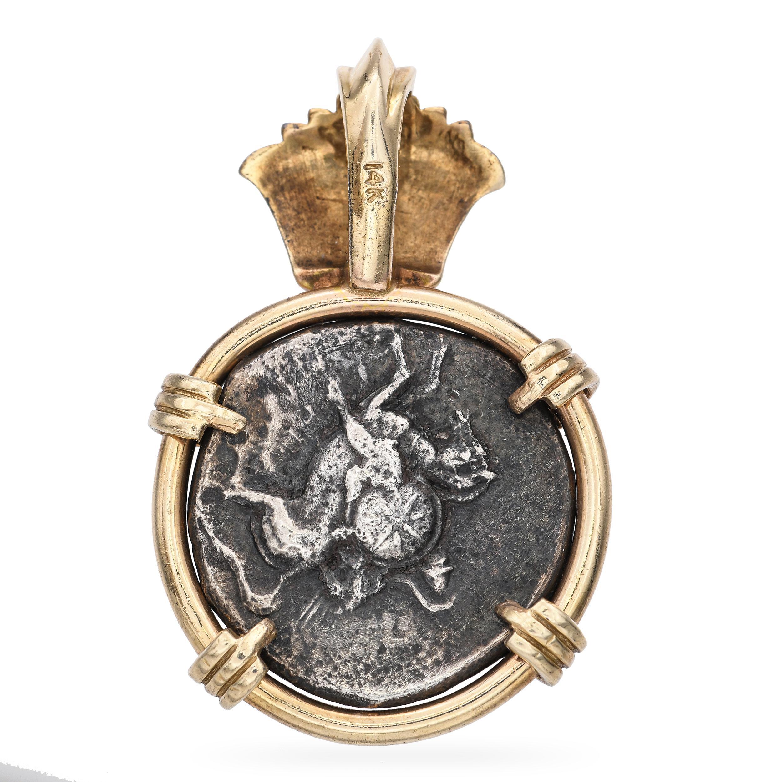 Vintage 14k Yellow Gold Ancient Greek 