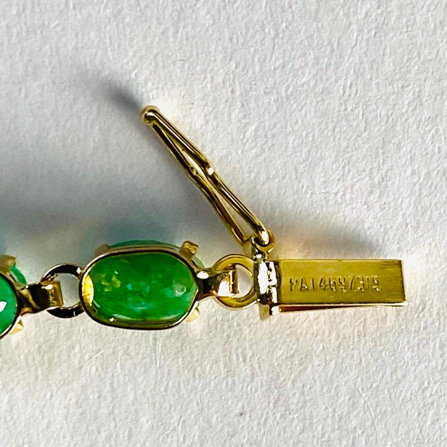 Bracelet empilable en or jaune 14 carats et chrysoprase en vente 2