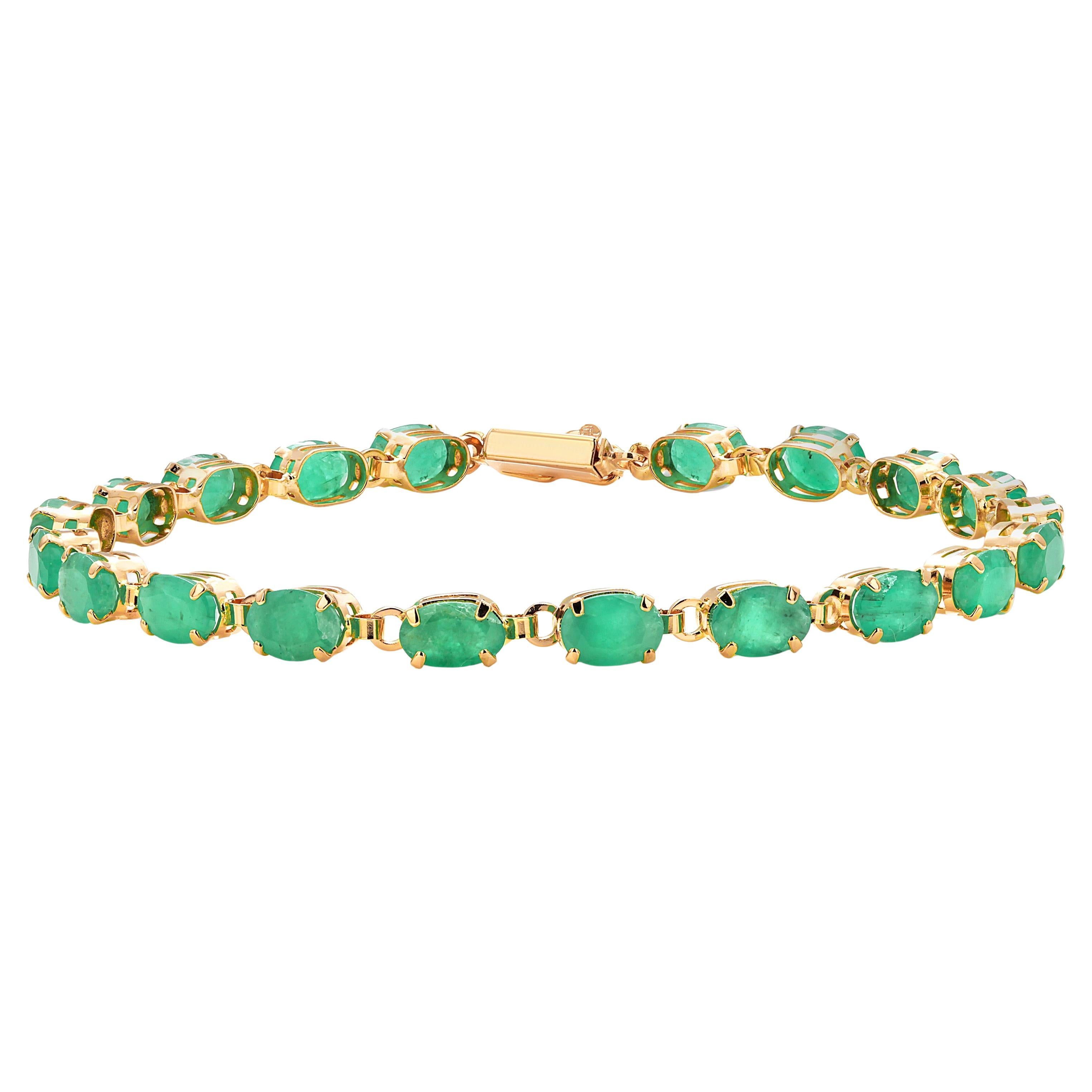 14K Yellow Gold and Chrysoprase Stacking Bracelet