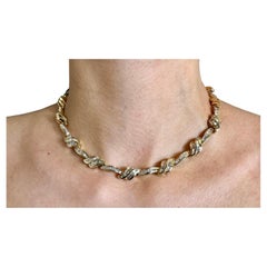 Vintage 14K Yellow Gold and Diamond Baguette Necklace