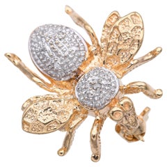 Vintage 14k Yellow Gold and Diamond Bumblebee Brooch