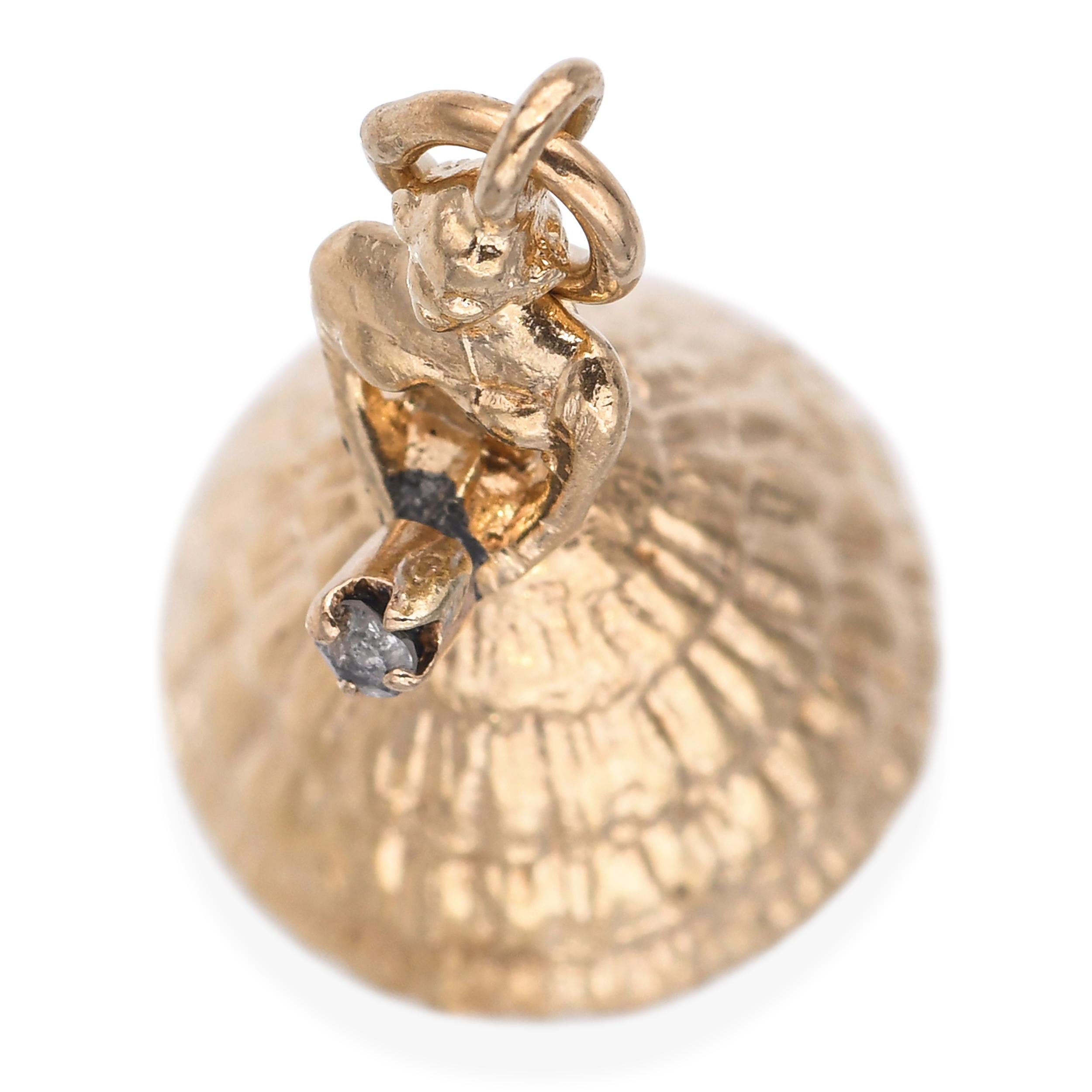 Women's Vintage 14k Yellow Gold and Diamond Flower Girl Charm For Sale