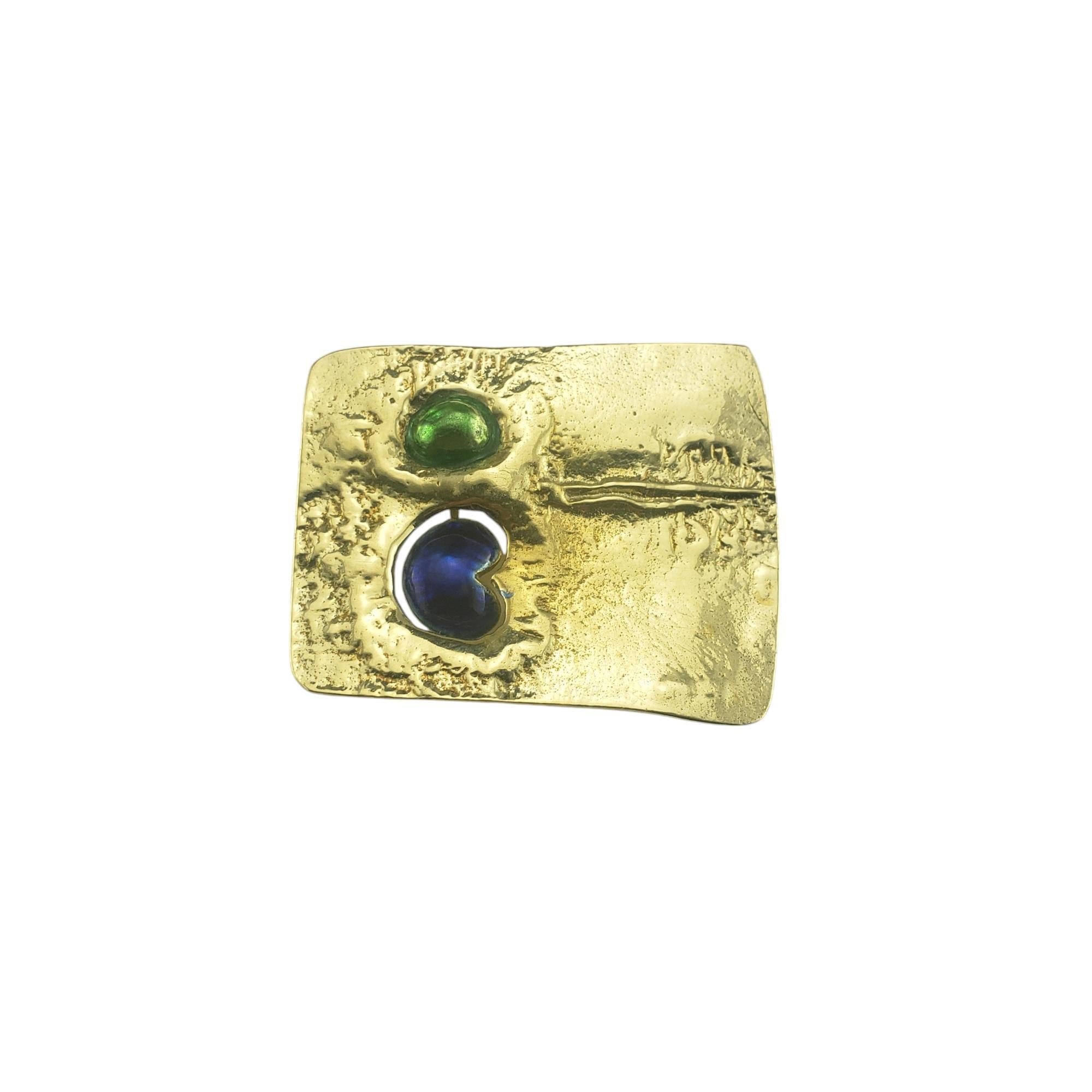 Broche abstracto modernista vintage de oro amarillo de 14 quilates y esmalte

Este hermoso broche abstracto está engastado en oro amarillo y acentuado con esmalte azul y verde.

Tamaño: 35 mm x 29 mm

Peso: 7,6 dwt/ 11,9 gr

Estampado: 14K

Muy buen