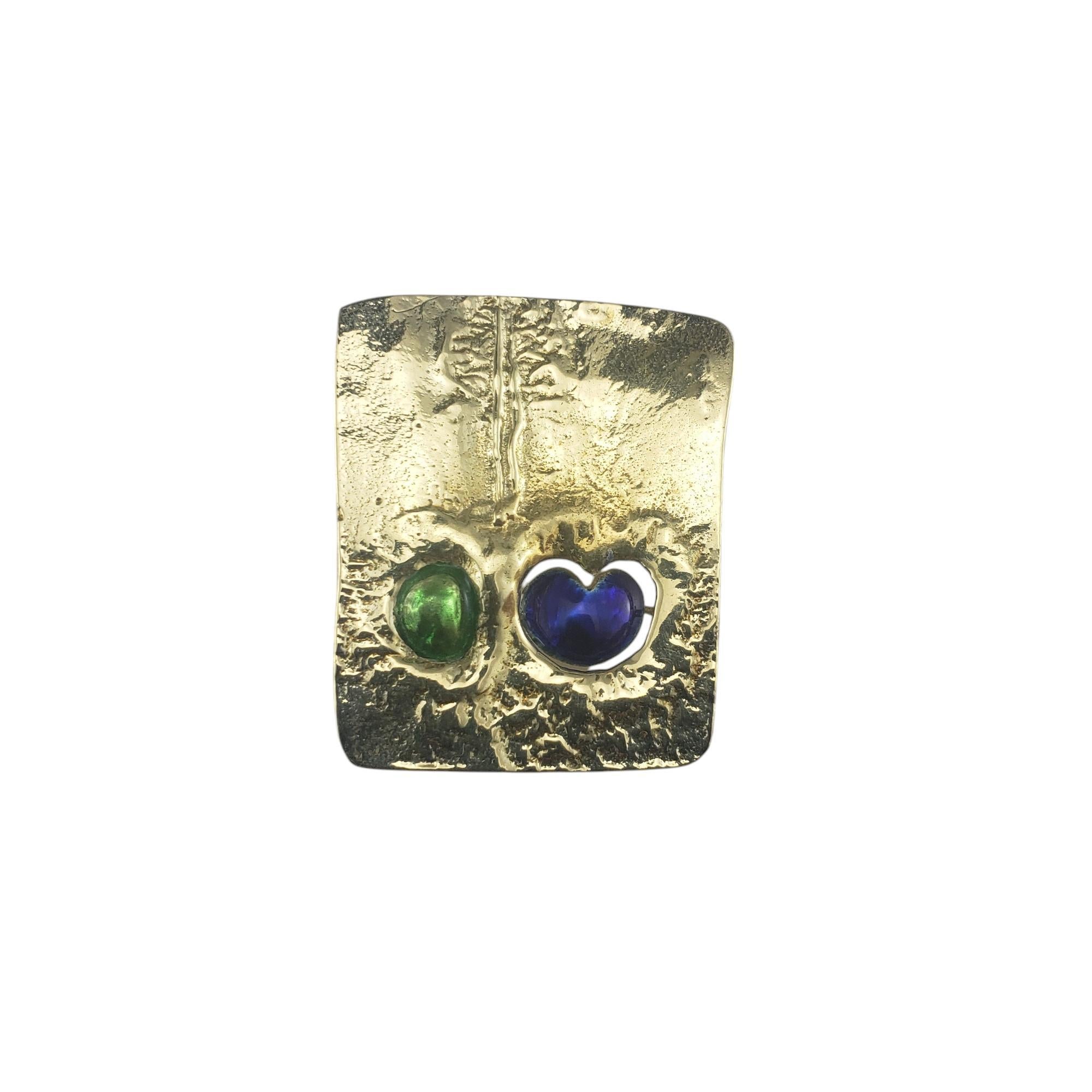 Broche abstracto modernista vintage de oro amarillo de 14 quilates y esmalte #19668 Moderno en venta