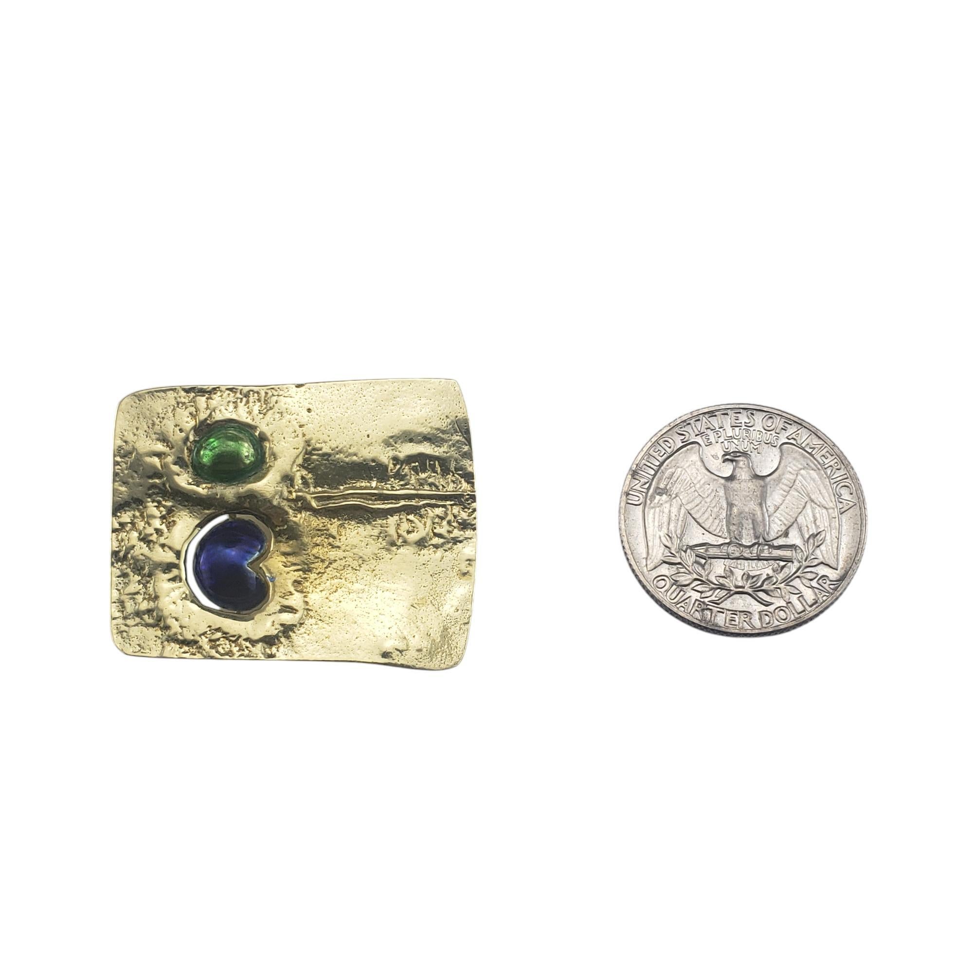 Broche abstracto modernista vintage de oro amarillo de 14 quilates y esmalte #19668 en venta 1