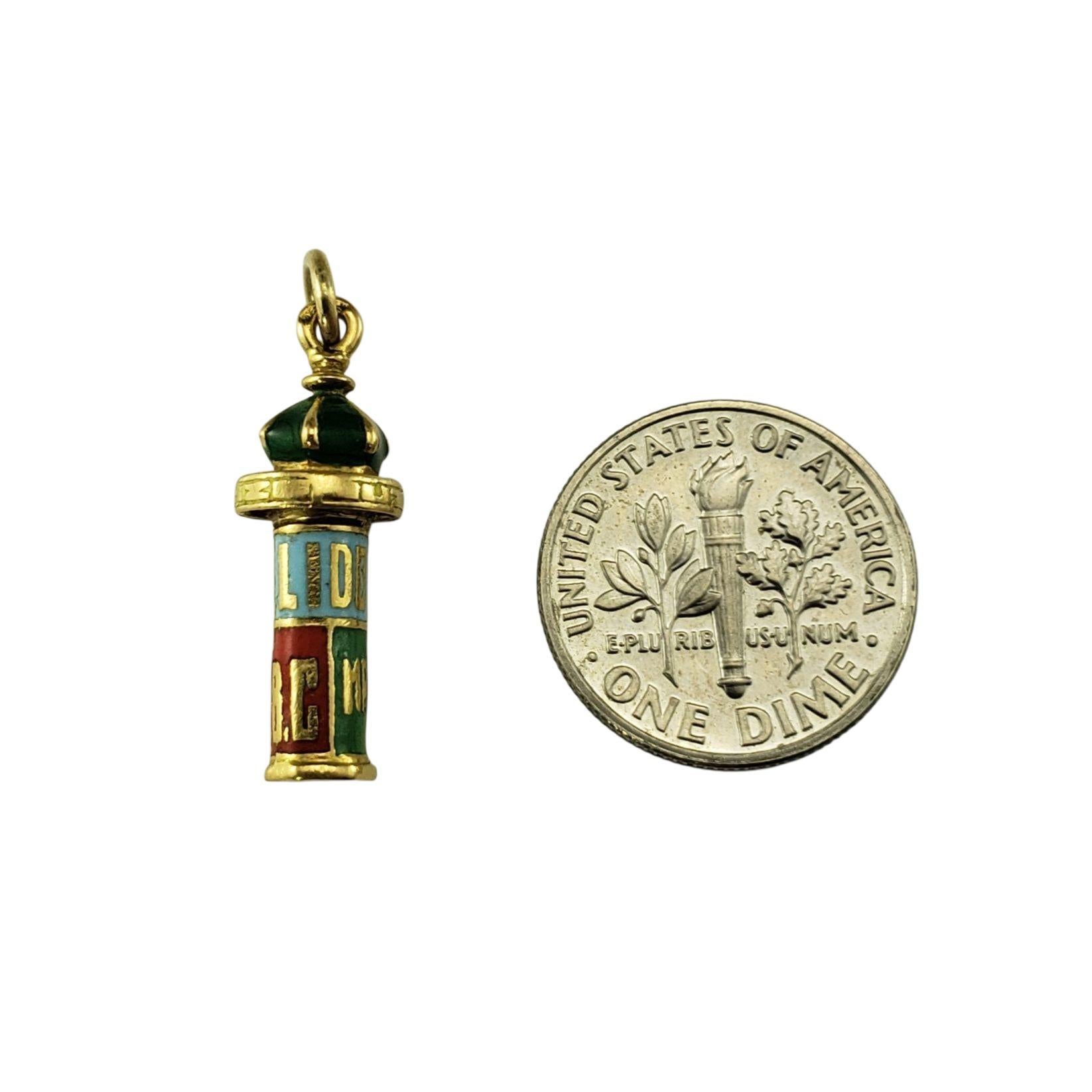 Vintage 14K Yellow Gold and Enamel Paris Kiosk Charm #22867 For Sale 2