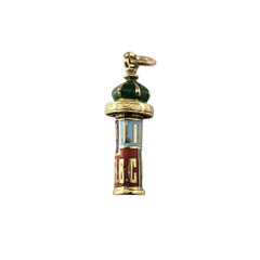 Vintage 14K Yellow Gold and Enamel Paris Kiosk Charm #22867
