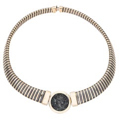 Vintage 14k Yellow Gold and Titanium Ancient Greek Coin Necklace (Collier de pièces de monnaie grecques anciennes)