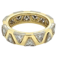 Retro 14K Yellow Gold and White Gold Diamond Eternity Band