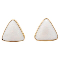 Vintage 14K Yellow Gold and White Opal Cufflinks.