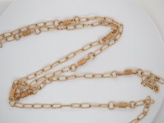 Vintage 14K Yellow Gold Antique Rope Knot Link Chain