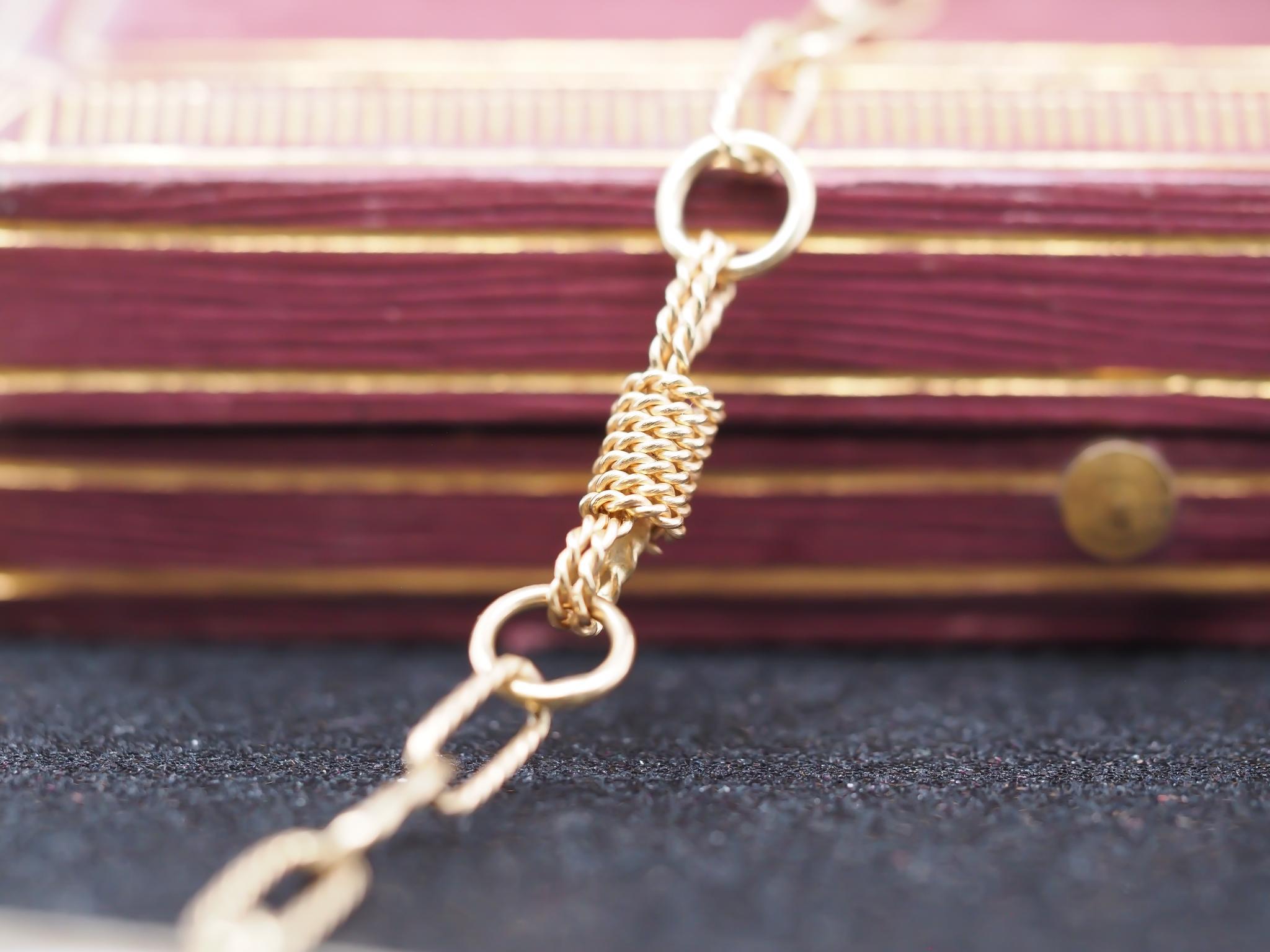 Vintage 14K Gelbgold Antike Seil Knoten Gliederkette im Zustand „Gut“ im Angebot in Hicksville, NY