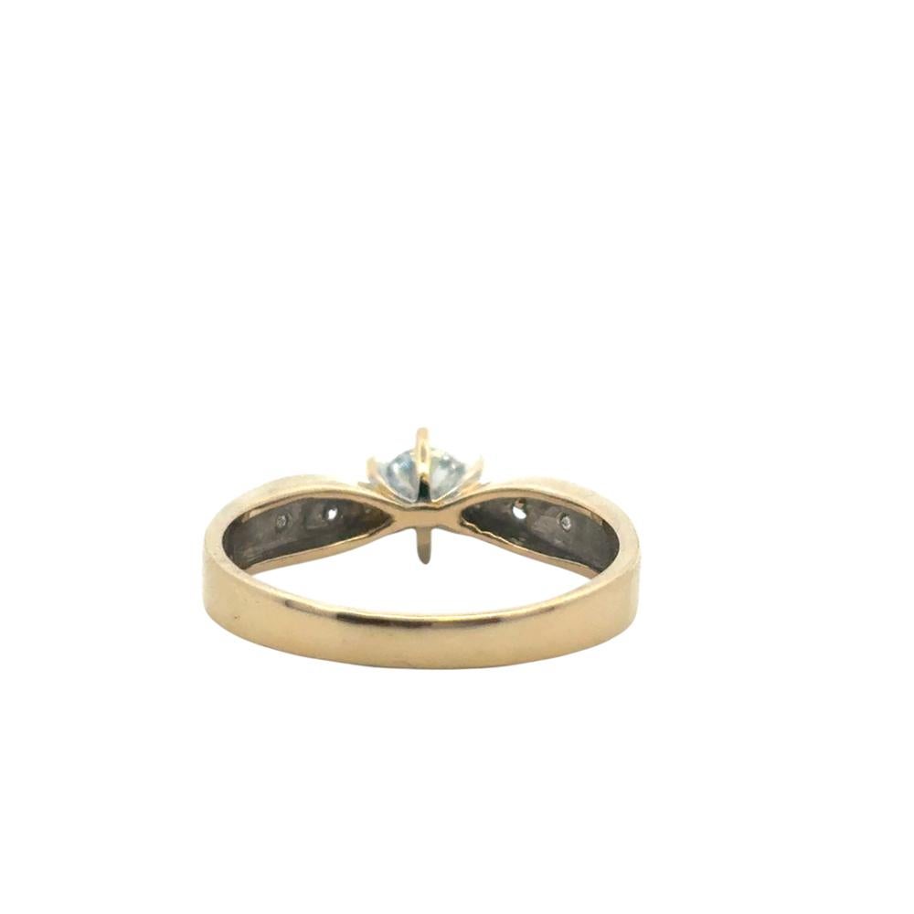 Moderne Bague Vintage en or jaune 14k approx. 0.40ct Diamant rond naturel en vente