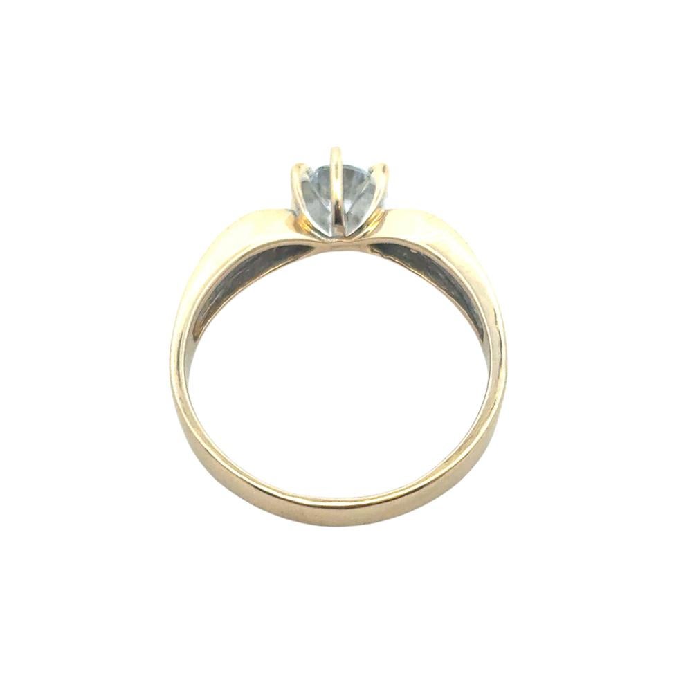 Taille ronde Bague Vintage en or jaune 14k approx. 0.40ct Diamant rond naturel en vente
