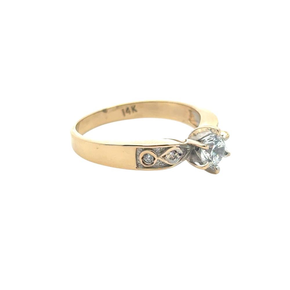 Bague Vintage en or jaune 14k approx. 0.40ct Diamant rond naturel Excellent état - En vente à Boca Raton, FL