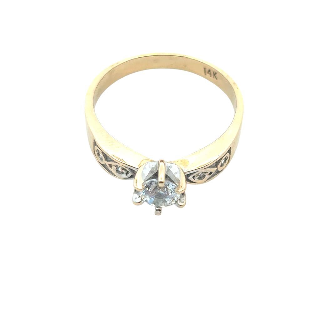 Bague Vintage en or jaune 14k approx. 0.40ct Diamant rond naturel en vente 1