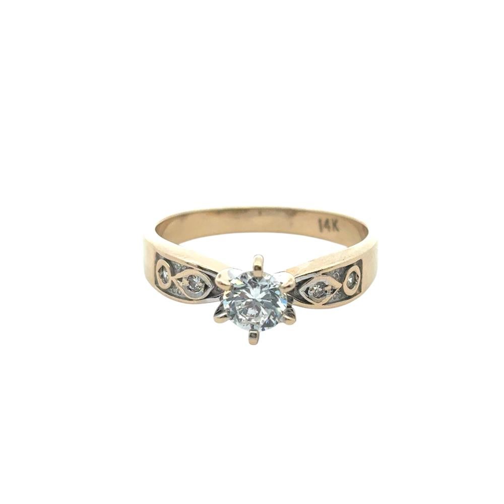 Bague Vintage en or jaune 14k approx. 0.40ct Diamant rond naturel en vente 3