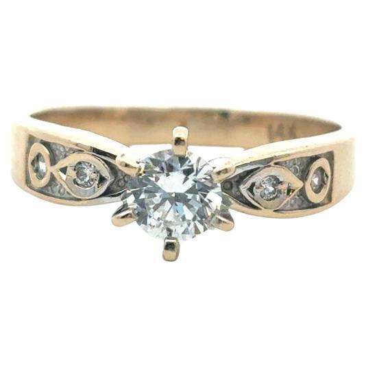 Vintage 14k Yellow Gold approx. 0.40ct Natural Round Diamond Ring
