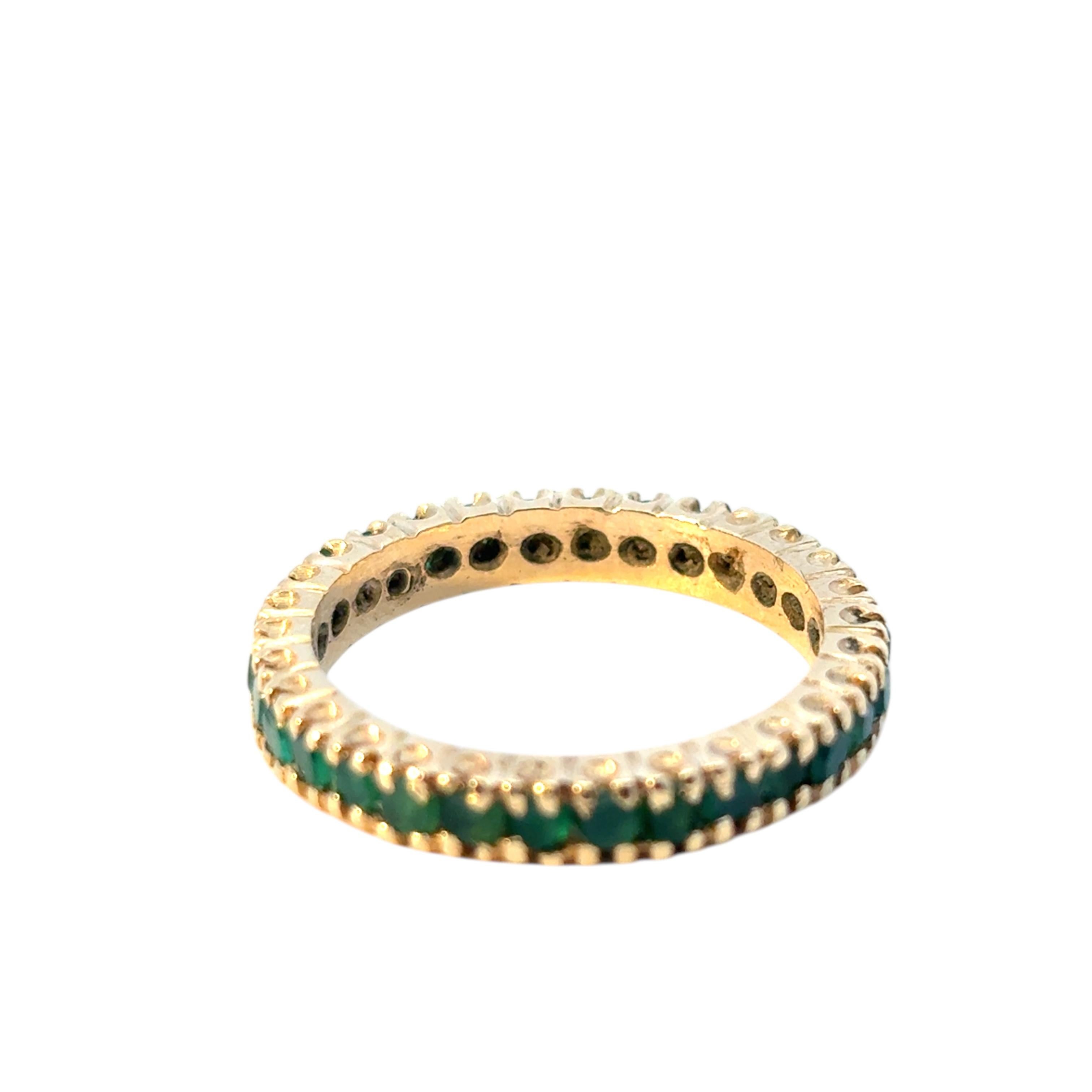 Modern Vintage 14k Yellow Gold Approx. 0.75ctw Emerald Ring Band