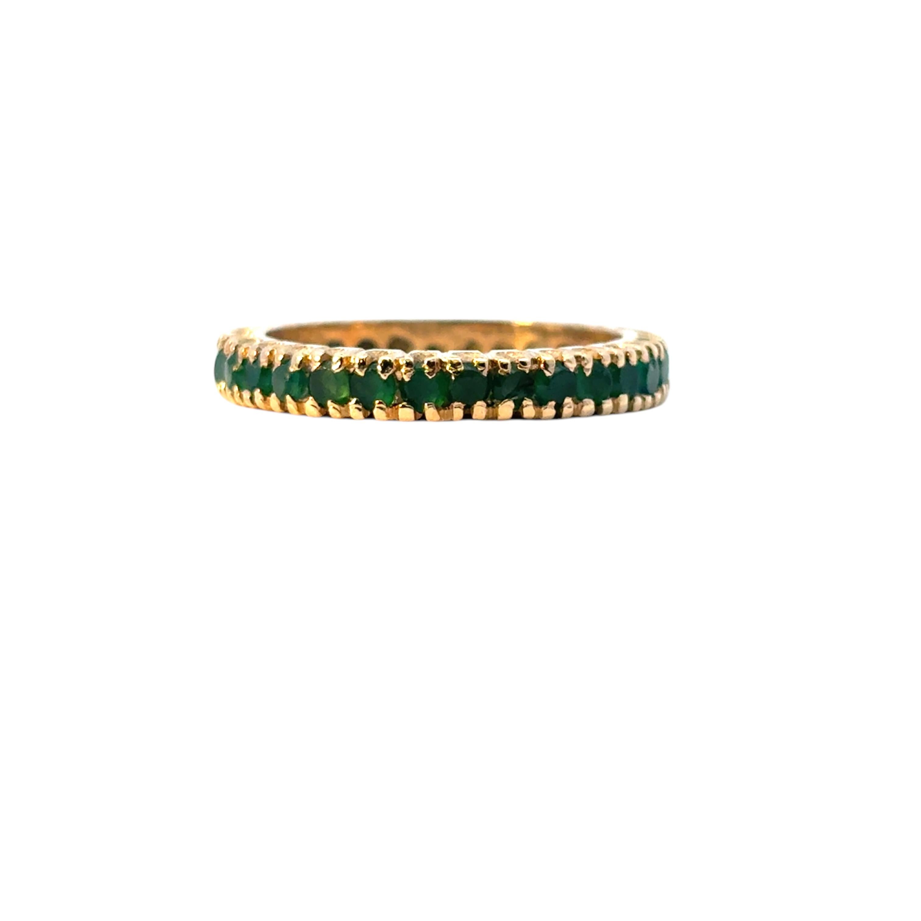 Round Cut Vintage 14k Yellow Gold Approx. 0.75ctw Emerald Ring Band
