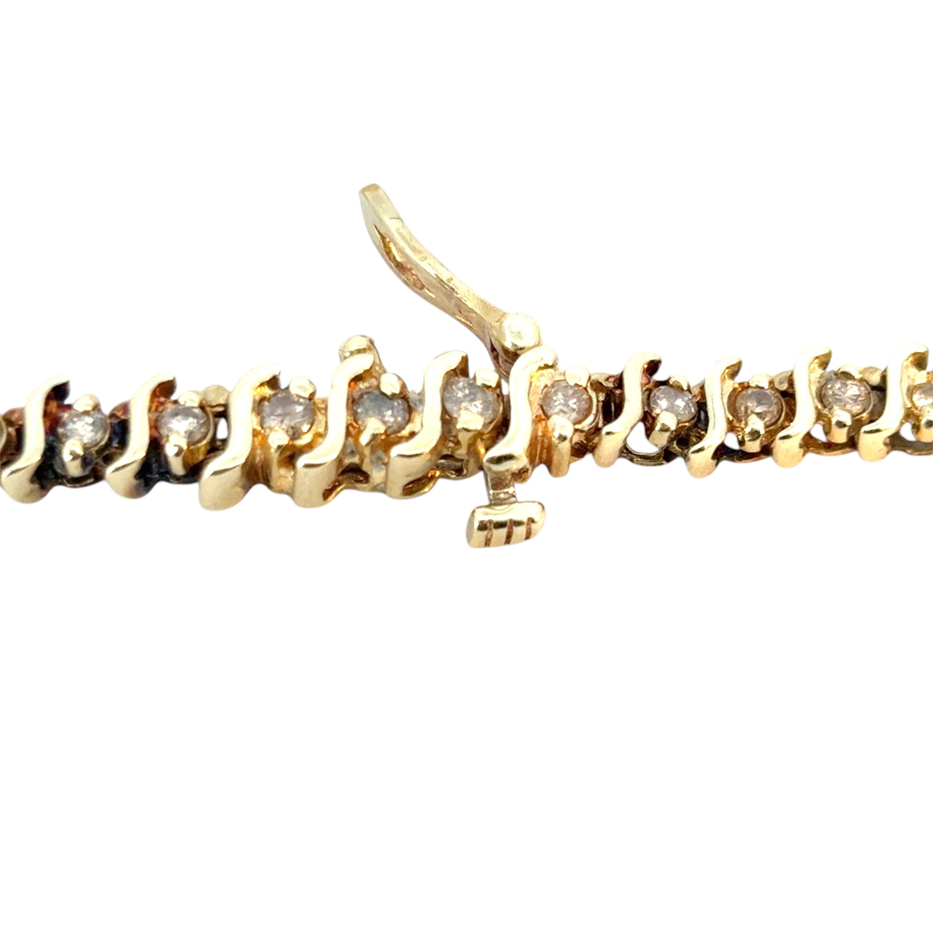 Vintage 14k Yellow Gold Approx. 2.94 Carat Diamond Tennis Bracelet For Sale 6