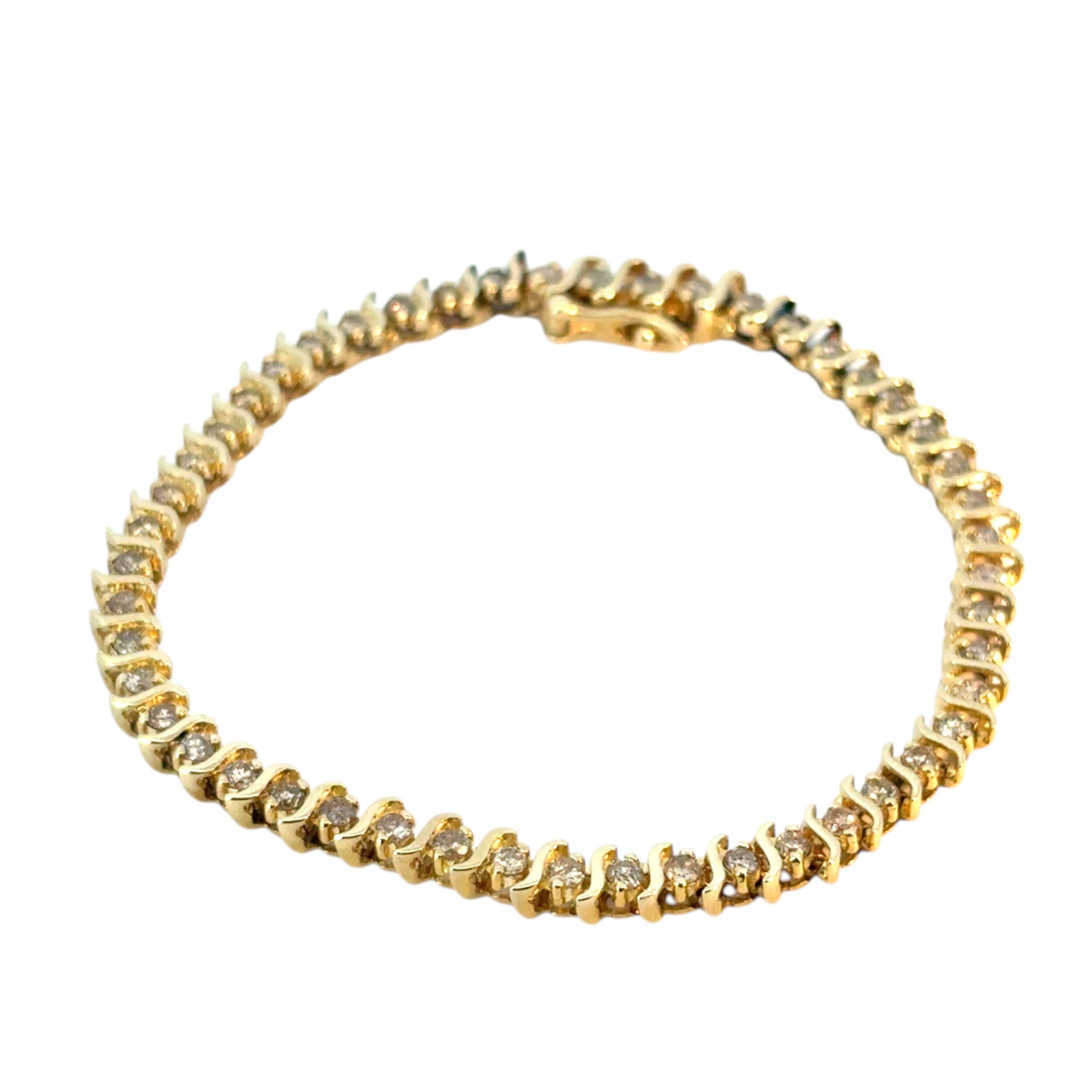 Vintage 14k Yellow Gold Approx. 2.94 Carat Diamond Tennis Bracelet For Sale 7