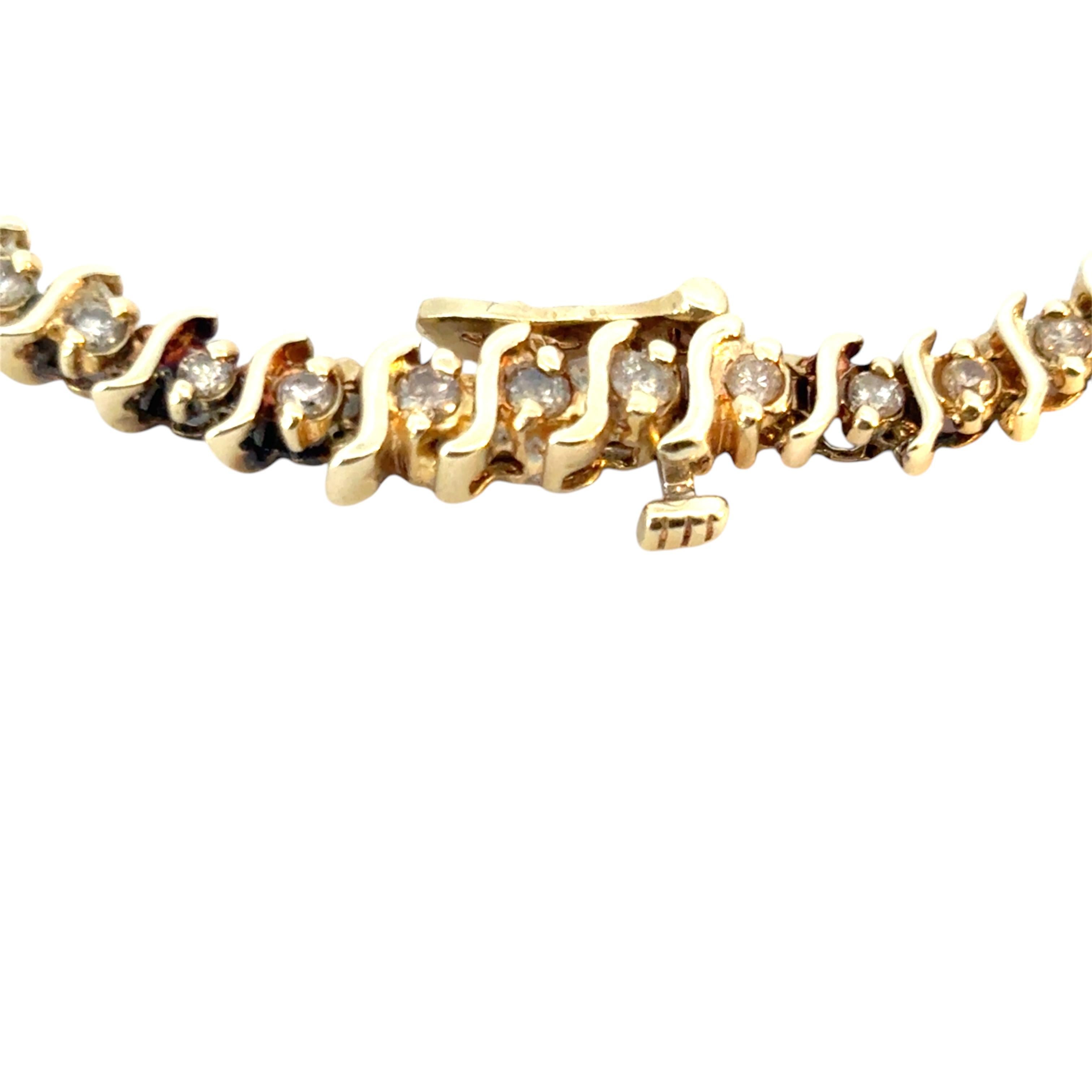 Vintage 14k Yellow Gold Approx. 2.94 Carat Diamond Tennis Bracelet For Sale 9