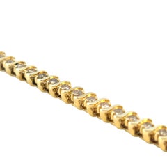 Brazalete de tenis vintage de oro amarillo de 14 quilates con diamantes de aproximadamente 2,94 quilates