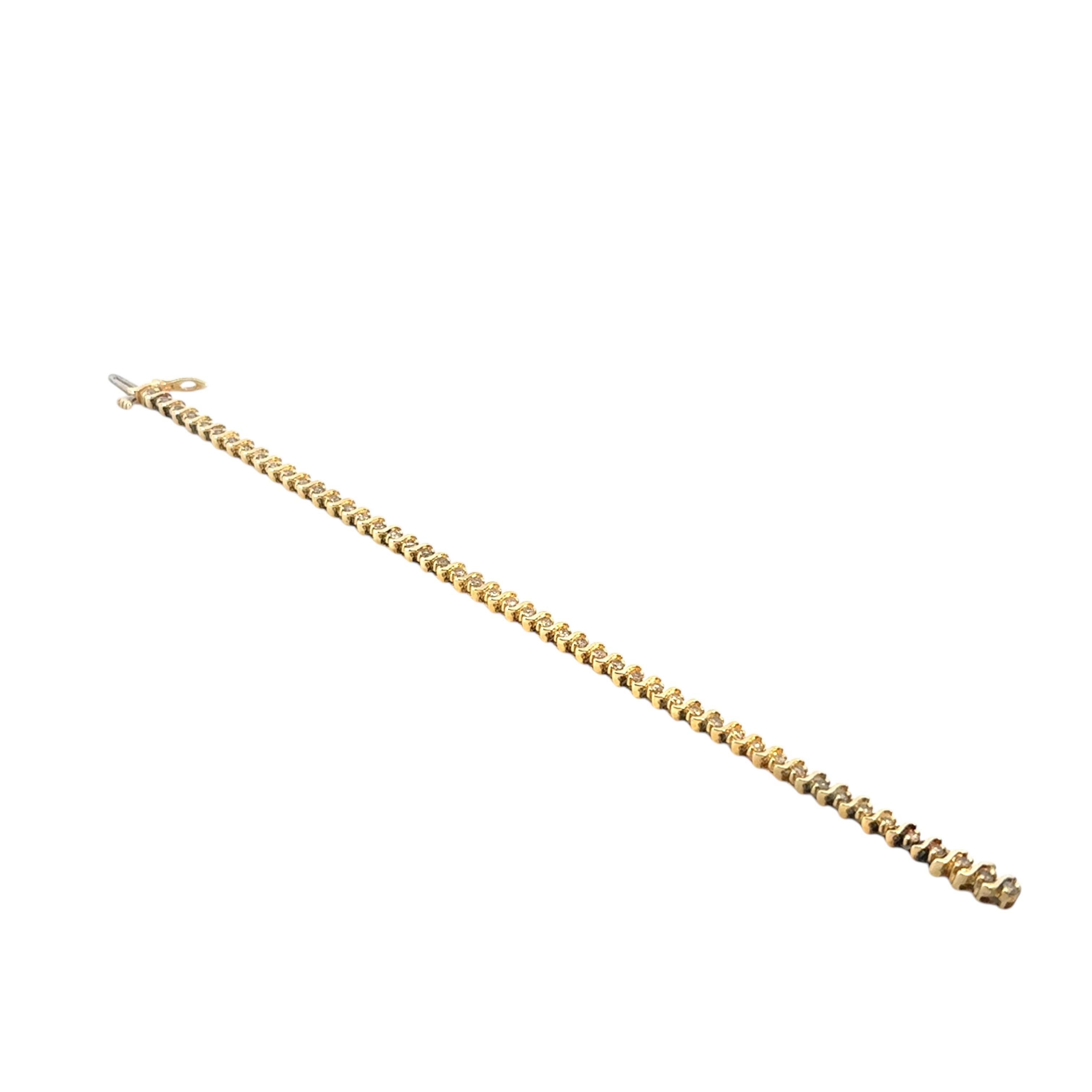 Vintage 14k Yellow Gold Approx. 2.94 Carat Diamond Tennis Bracelet In Excellent Condition For Sale In Boca Raton, FL