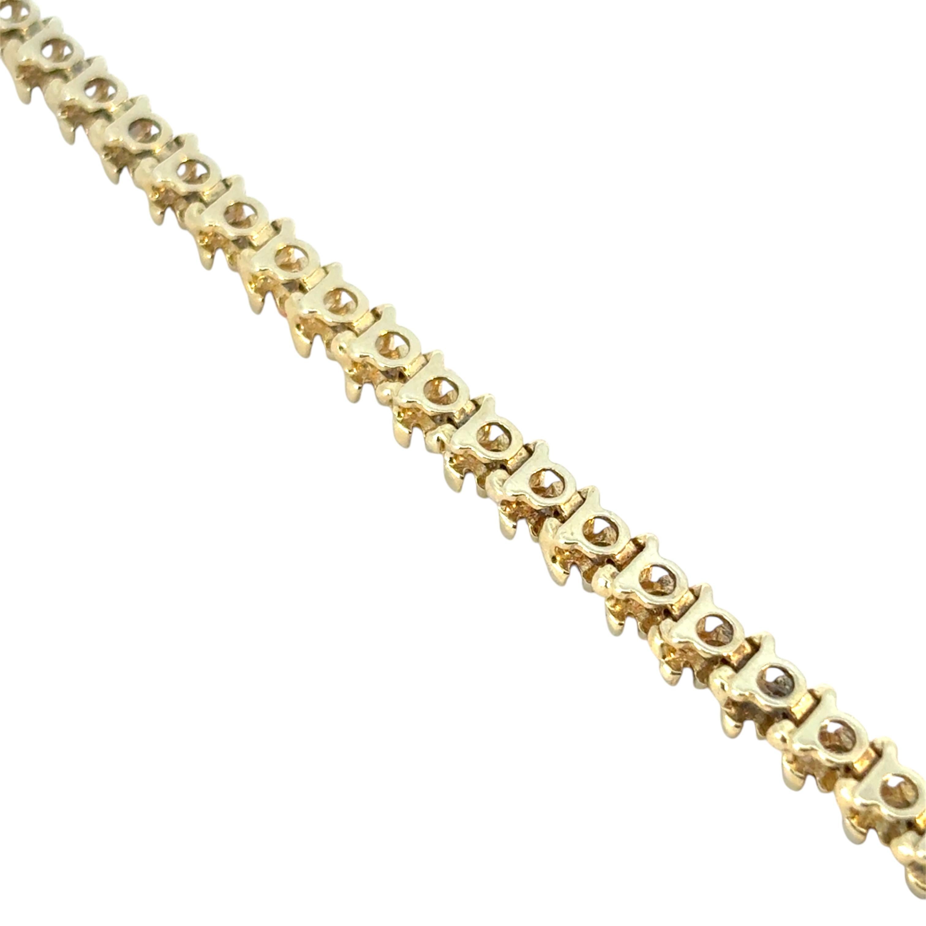 Women's Vintage 14k Yellow Gold Approx. 2.94 Carat Diamond Tennis Bracelet For Sale