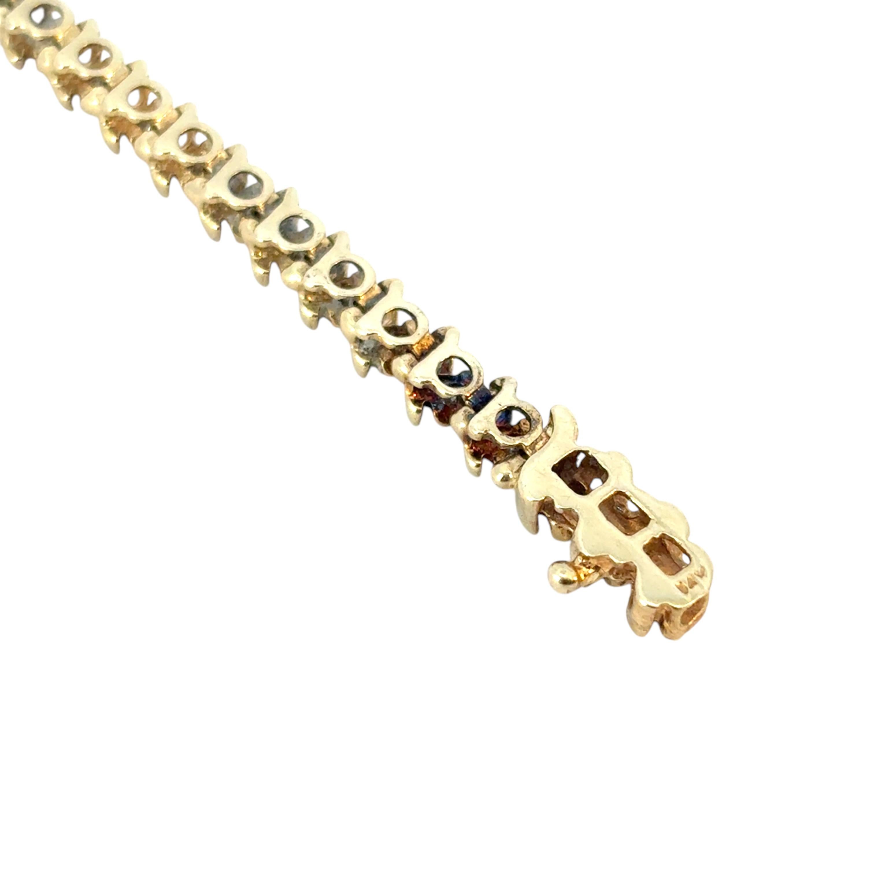 Vintage 14k Yellow Gold Approx. 2.94 Carat Diamond Tennis Bracelet For Sale 1
