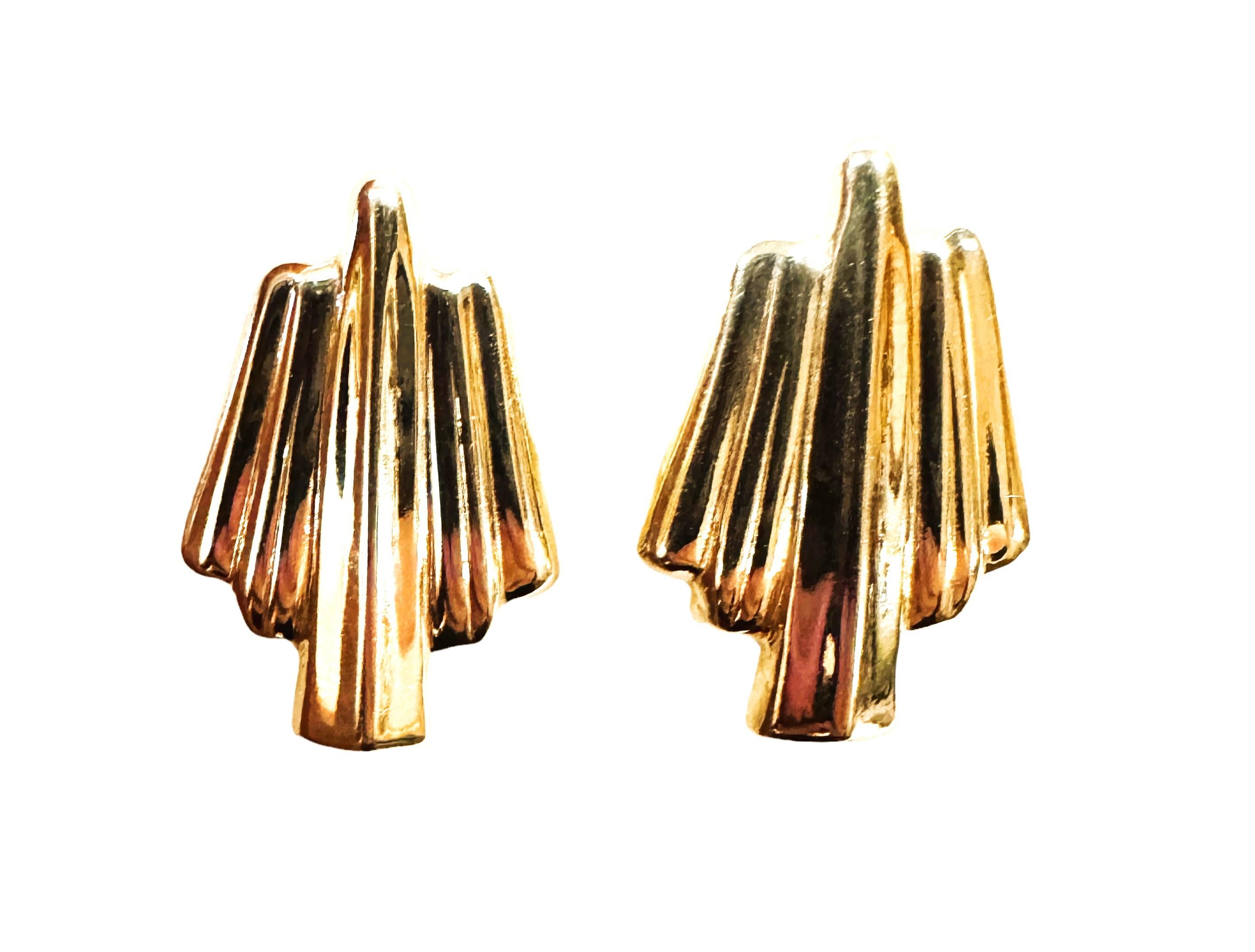 Vintage 14k Yellow Gold Art Deco Post Earrings For Sale 3