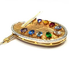 Vintage 14 Karat Yellow Gold "Artist Pallet" Brooch