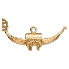 Vintage 14k Yellow Gold Asian Dragon Boat Charm Pendant