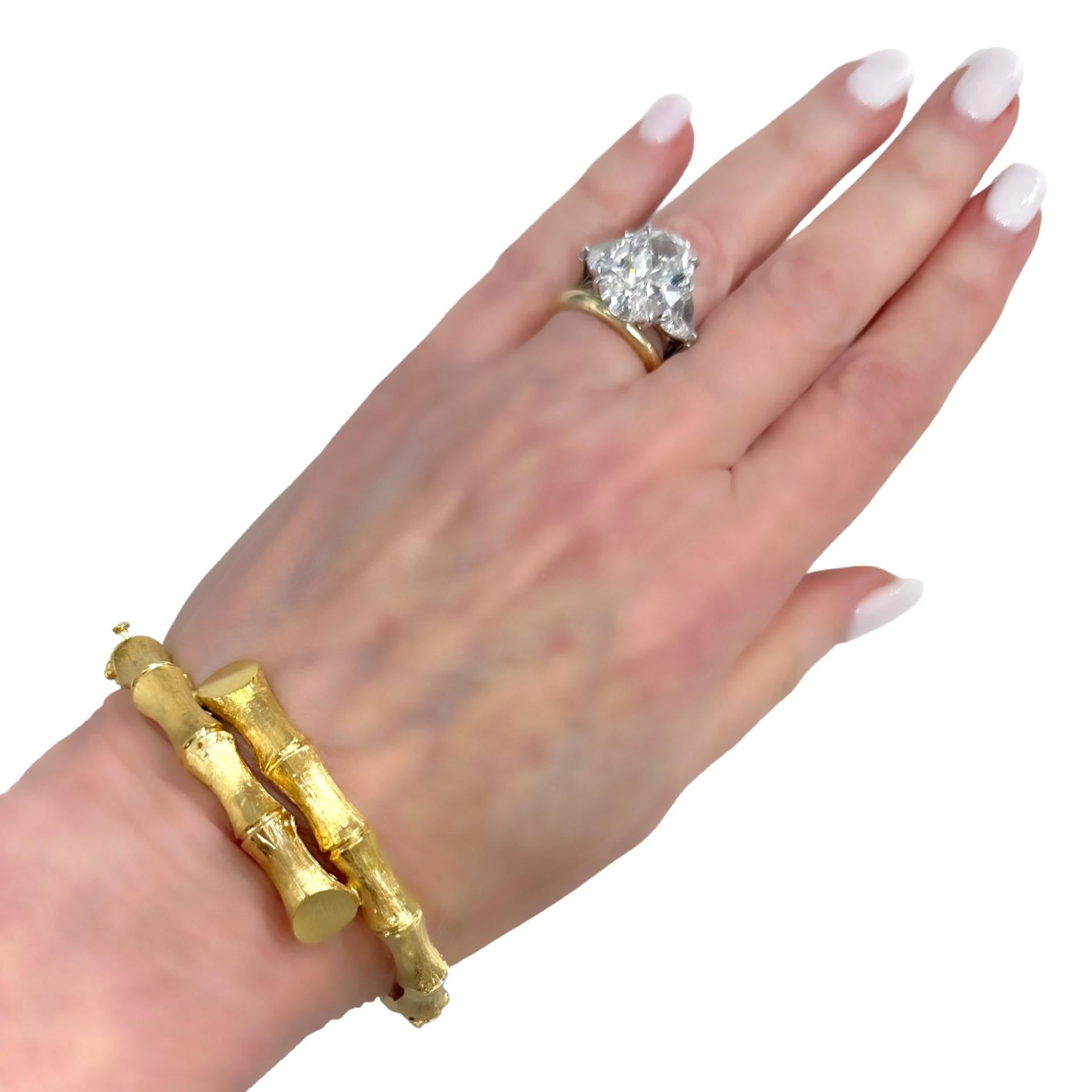 Bracelet jonc bypass vintage en or jaune 14 carats à motif de bambou en vente 5