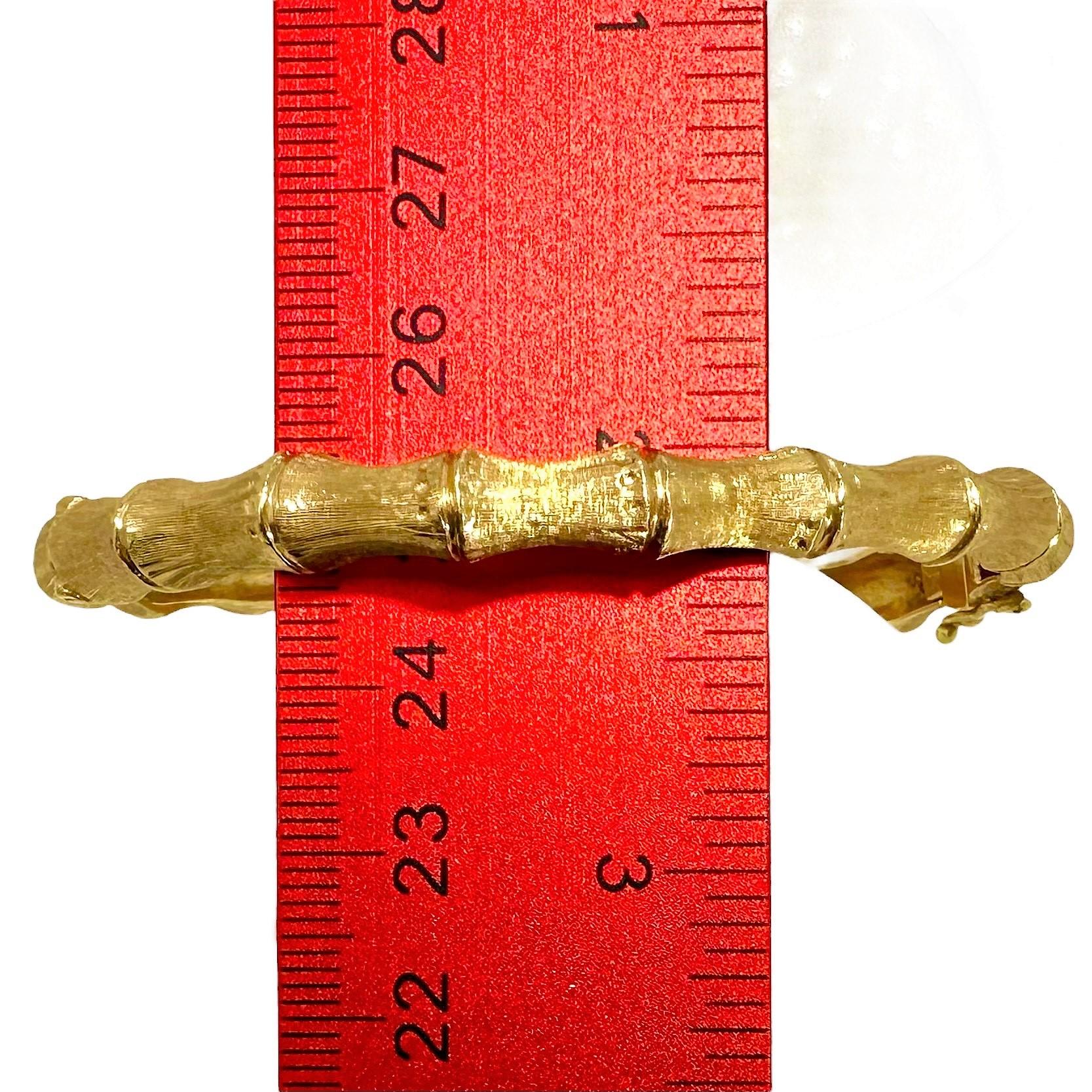 Vintage 14K Yellow Gold Bamboo Motif Bypass Bangle Bracelet For Sale at ...