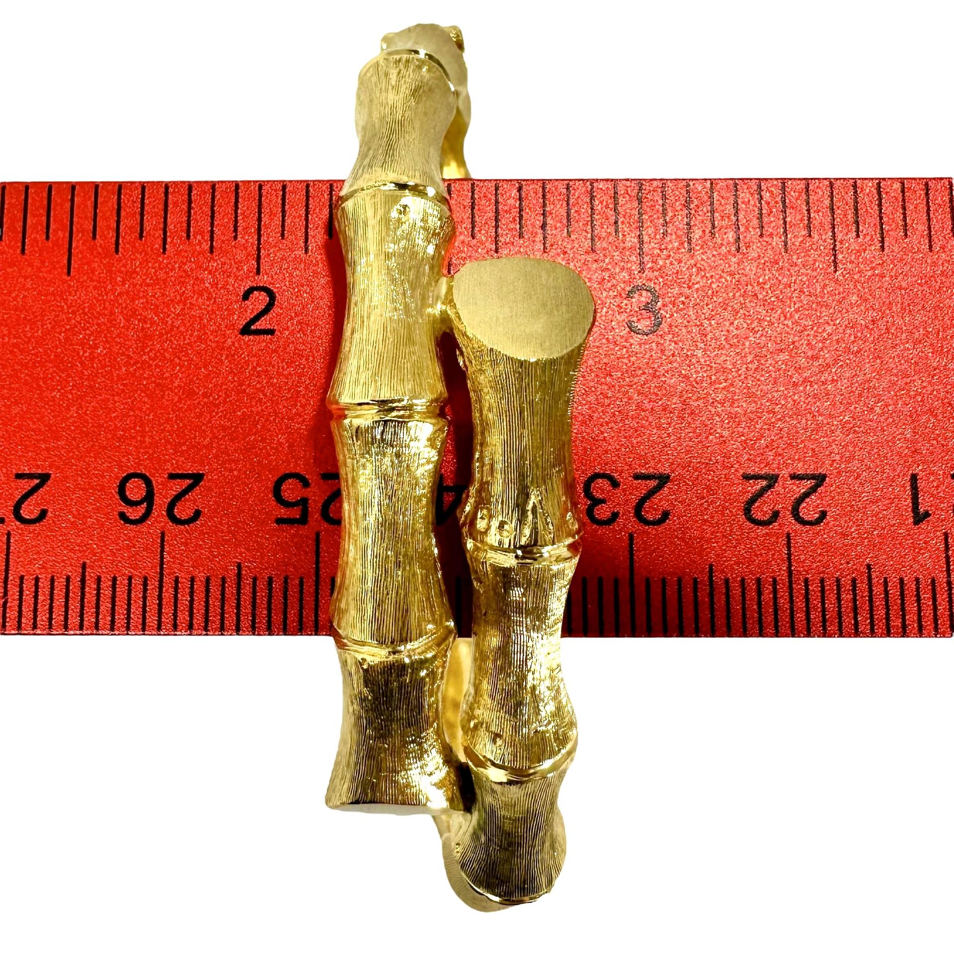 Bracelet jonc bypass vintage en or jaune 14 carats à motif de bambou en vente 3