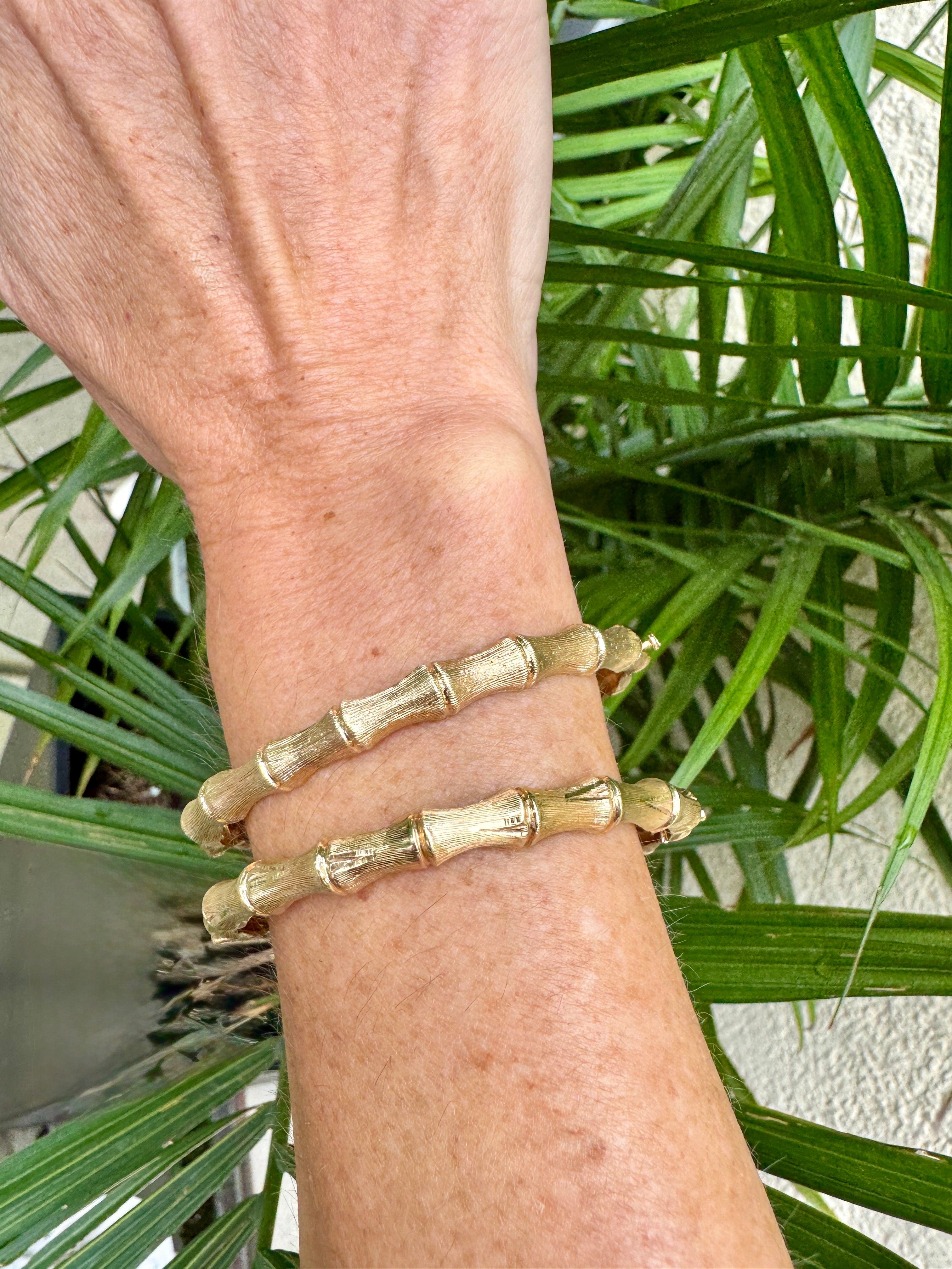 Donna Vintage By in oro giallo 14K in stile bambù in vendita