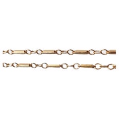 Vintage 14K Yellow Gold Bar Link Chain Necklace 18" #17863