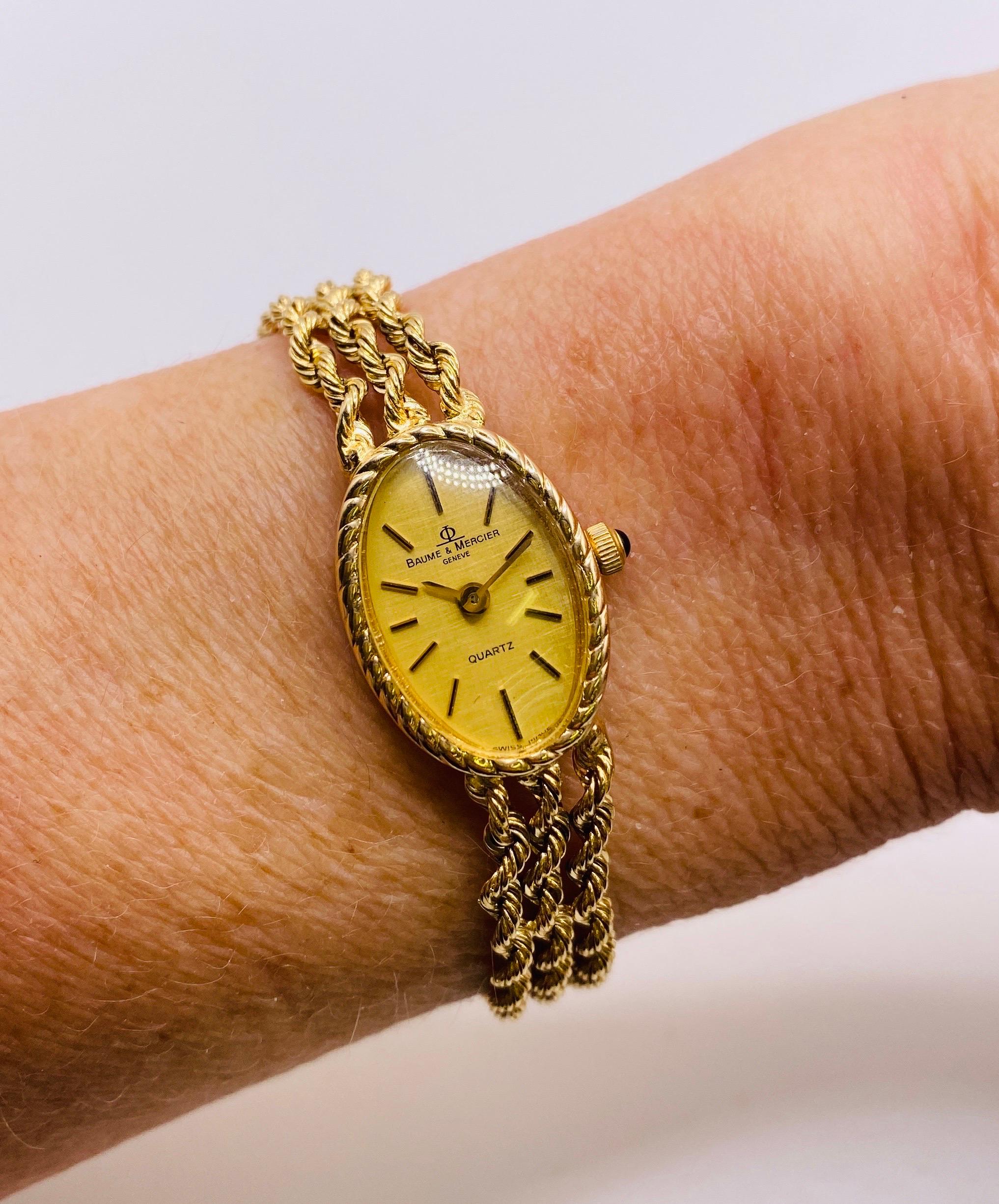 Vintage 14k Yellow Gold Baume et Mercier Watch In Good Condition In DALLAS, TX