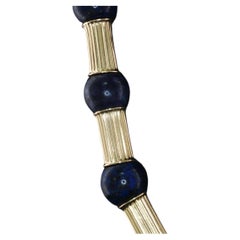 Vintage 14K Yellow Gold Beaded Necklace with 10.00 MM Lapis Lazuli