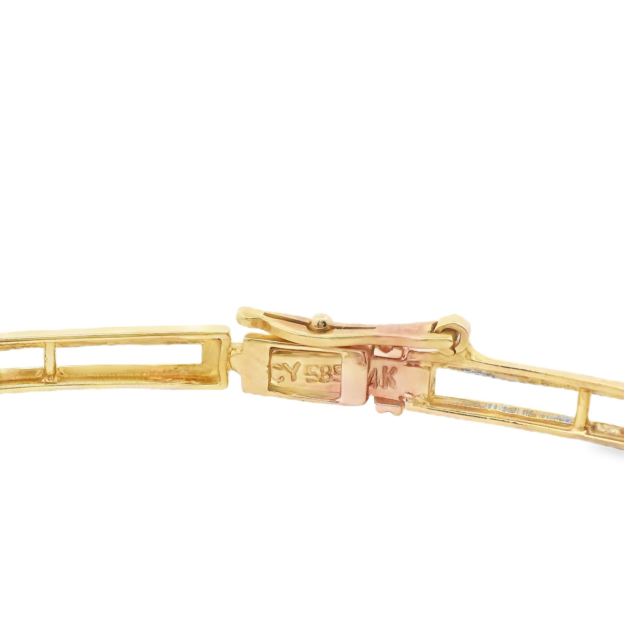 Vintage 14k Yellow Gold Black Opal Bracelet For Sale 6