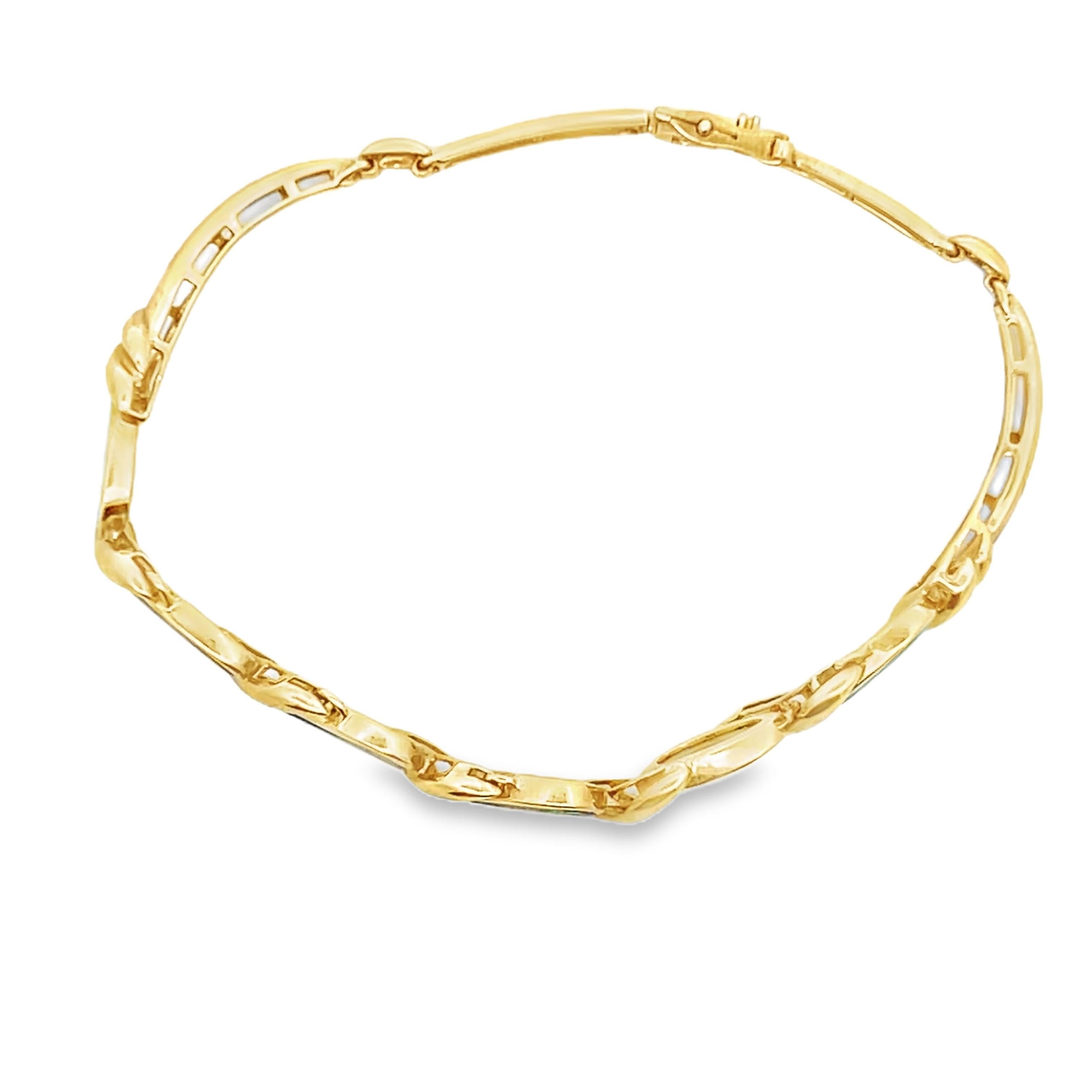 Vintage 14k Yellow Gold Black Opal Bracelet For Sale 1