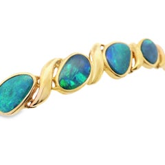 Vintage 14k Yellow Gold Black Opal Bracelet