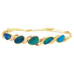 Vintage 14k Yellow Gold Black Opal Bracelet